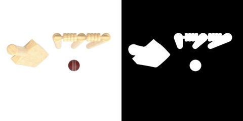 3D rendering illustration of a cricket set