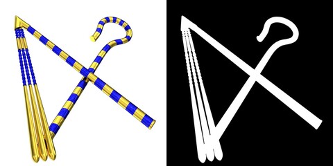 3D rendering illustration of a crook and flail
