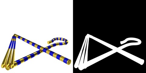 3D rendering illustration of a crook and flail