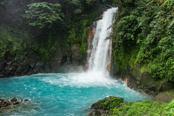 Fototapeta na wymiar Turquoise Rio Celeste waterfall, Tenorio Volcano National Park, Guanacaste, Costa Rica