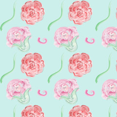 watercolor aquarelle roses flowers blossom pattern wallpaper background
