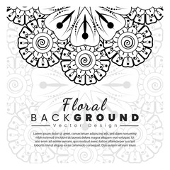 Floral Background with mehndi flowers for coloring book page doodle ornament