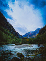 landscape with lake and mountains in Norway