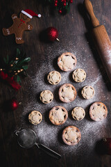 Fototapeta na wymiar Festive mince pies arranged in a Christmas Tree shape