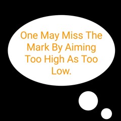 Motivational Quote- One may miss the mark by aiming too high as too low.