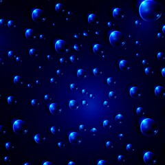 Blue background with texture. The texture formed by bubbles and water droplets sliding on the blue glass. Bitmap image.