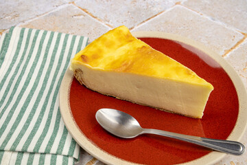 part of flan on plate