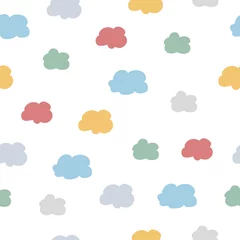 Poster Seamless nursery cute vector pattern with clouds for kids © Mila Dobraya