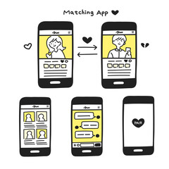 マッチングアプリに関するアイコンセット © 鷲見 真実