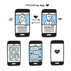 マッチングアプリに関するアイコンセット © 鷲見 真実