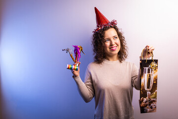 Young woman celebrating new year party