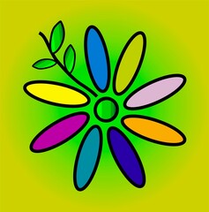 flower,  illustration, design, floral, nature, icon, spring, petal, plant, leaf, art, color, symbol, decoration, flora, bloom, image, green, summer,  beauty, element, blossom, yellow