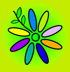 colorful flower, flower, vector, illustration, nature, design, floral, spring, leaf, plant, petal, icon, flora, decoration, art, color, symbol, summer, bloom, beauty, green, blossom, pink