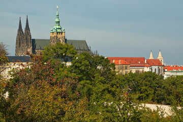 View of Prague Castle from the hill Petrin in Czech republic,Europe
