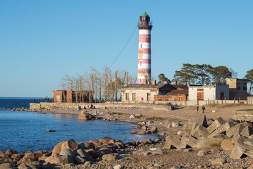 Sunny April evening at the old Shepelevsky lighthouse