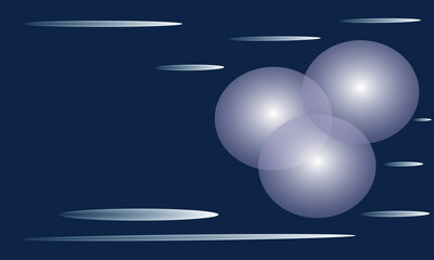 Flying balloons on a blue background. Abstract background, banner, template.