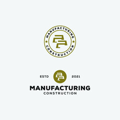 vintage manufacturing logo business vector design template. modern manufacturing building logo concept vector design illustration with simple, retro and luxury styles isolated on white background. 