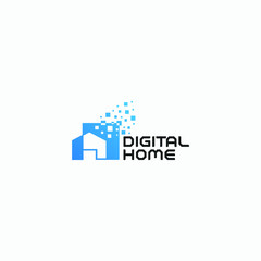 silhouette digital home logo business vector design template for metaverse and cryptocurrency isolated on white background. 