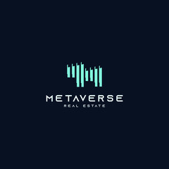 metaverse real estate logo business vector design inspiration with futuristic, modern and minimalist styles. 