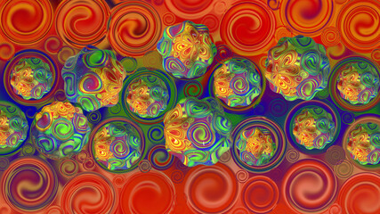 Abstract multicolored textured background with shapes.