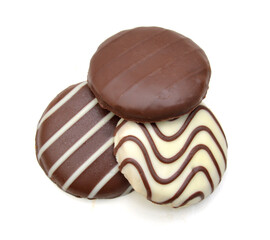 Chocolate pieces on white background