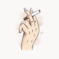 hand drawn illustration smoking with watercolor background
