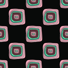 Seamless vector pattern with abstract modern doodles. Bright summer print. Trendy colorful background. Vintage geometric doodles.	