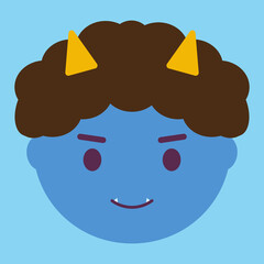 シンプルでかわいい青鬼のイラスト