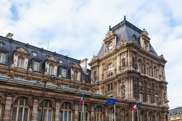 Paris typical architecture . French building with attics