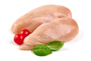 Uncooked Chicken breast, isolated on white background.