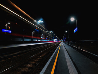 Fototapeta na wymiar new railway station at night.Innsbruck messe.2022