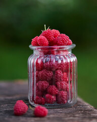 raspberries in a glass jar