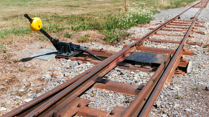 Railroad switch with a hand-operated lever