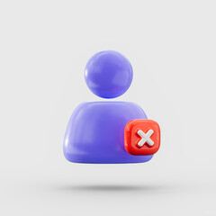 user green uncheck cross mark sign on white background 3d render concept for website and app icon