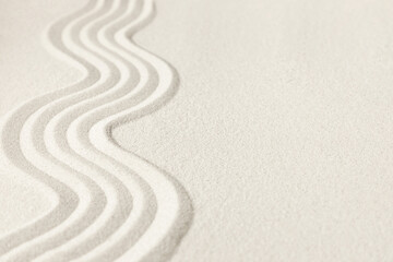 Zen pattern sand. Zen garden background scene, meditation, harmony