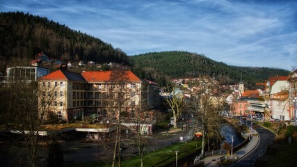 Fototapeta premium Panoramablick über Bad Wildbad im Schwarzwald