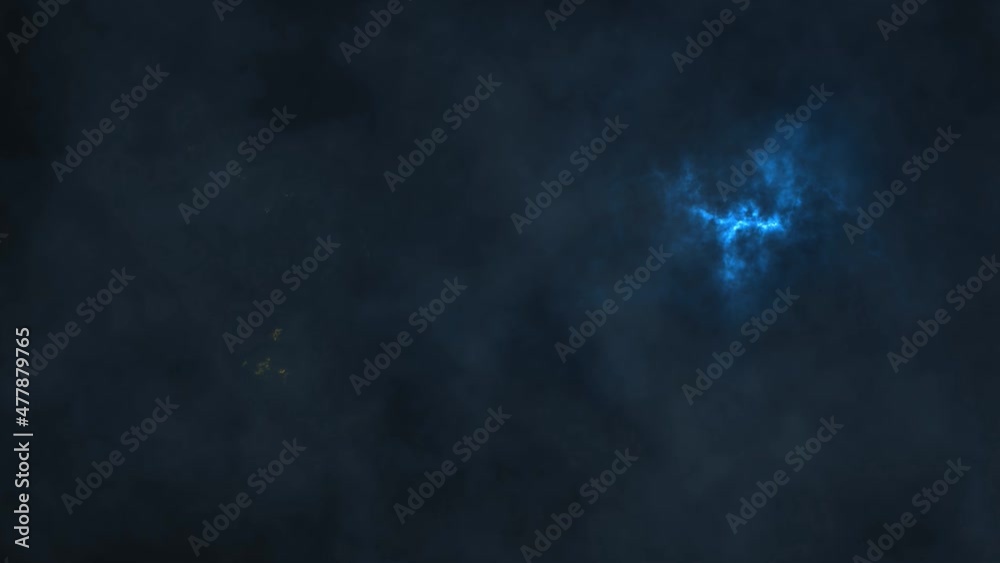 Wall mural storm clouds with blue and orange lightning 4k loop features stormy dark clouds with orange and blue