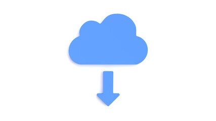 cloud data 3d illustration icon on white background, can be used to represent the cloud information, downloads, internet or a network server
