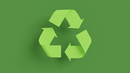 green recycle symbol 3d illustration, can be used to represent sustainable economy, recyclable materials and ecology