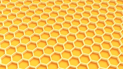 honeycomb seamless background 3d illustration, can be used to represent apiculture, honey production, bees protection or beekeeping