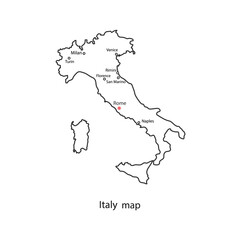 Italy world map country outline in black contour. Vector illustration.