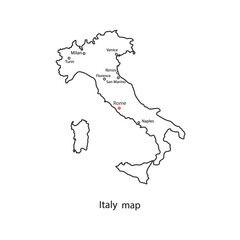 Fototapeta premium Italy world map country outline in black contour. Vector illustration.
