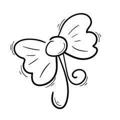 doodle bow. sketch bow knot. hand drawn line art. stock vector illustration isolated on white background.