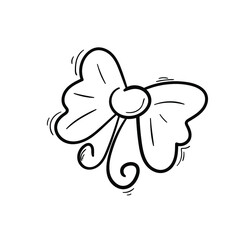 doodle bow knot. sketch hand drawn bow. line art. stock vector illustration isolated on white background.