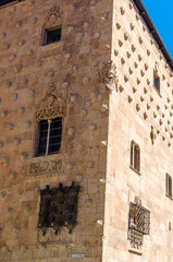 Fototapeta na wymiar Architecture in Salamanca, Spain, view of the famous Casa de las Conchas