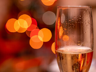 verre de champagne avec bokeh