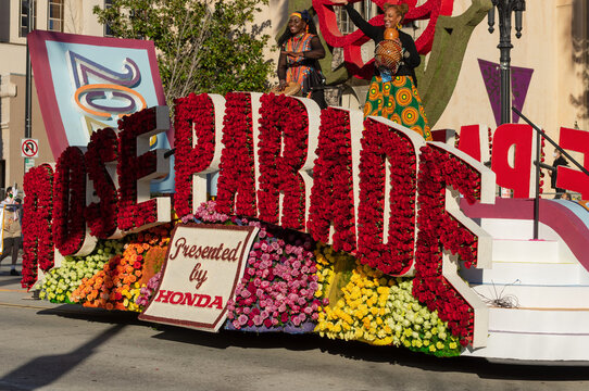 Pasadena, California, USA: float opening the 2022 Rose Parade shown on Colorado Boulevard on January 1st.
