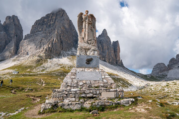 War memorial at the Tre Cime di Lavaredo in Italy alps