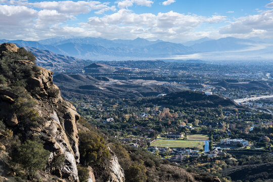 Morning Mountain View Of The Porter Ranch Neighborhood In The San Fernando Valley Area Of Los Angeles, California.