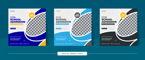 School admission square banner, School admission marketing social media Instagram post template, Suitable for the educational banner
